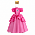 Girls' Halloween Princess Costume Dress with Crown Wand Gloves and Accessories for Party - Image 3