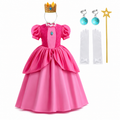 Girls' Halloween Princess Costume Dress with Crown Wand Gloves and Accessories for Party - Image 5