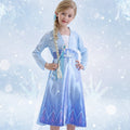 Girls' Halloween Princess Costume Dress with Sheer Cape and Snowflake Wand - Image 1