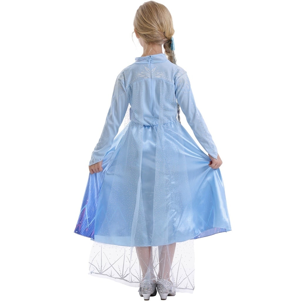 Girls' Halloween Princess Costume Dress with Sheer Cape and Snowflake Wand - Image 5