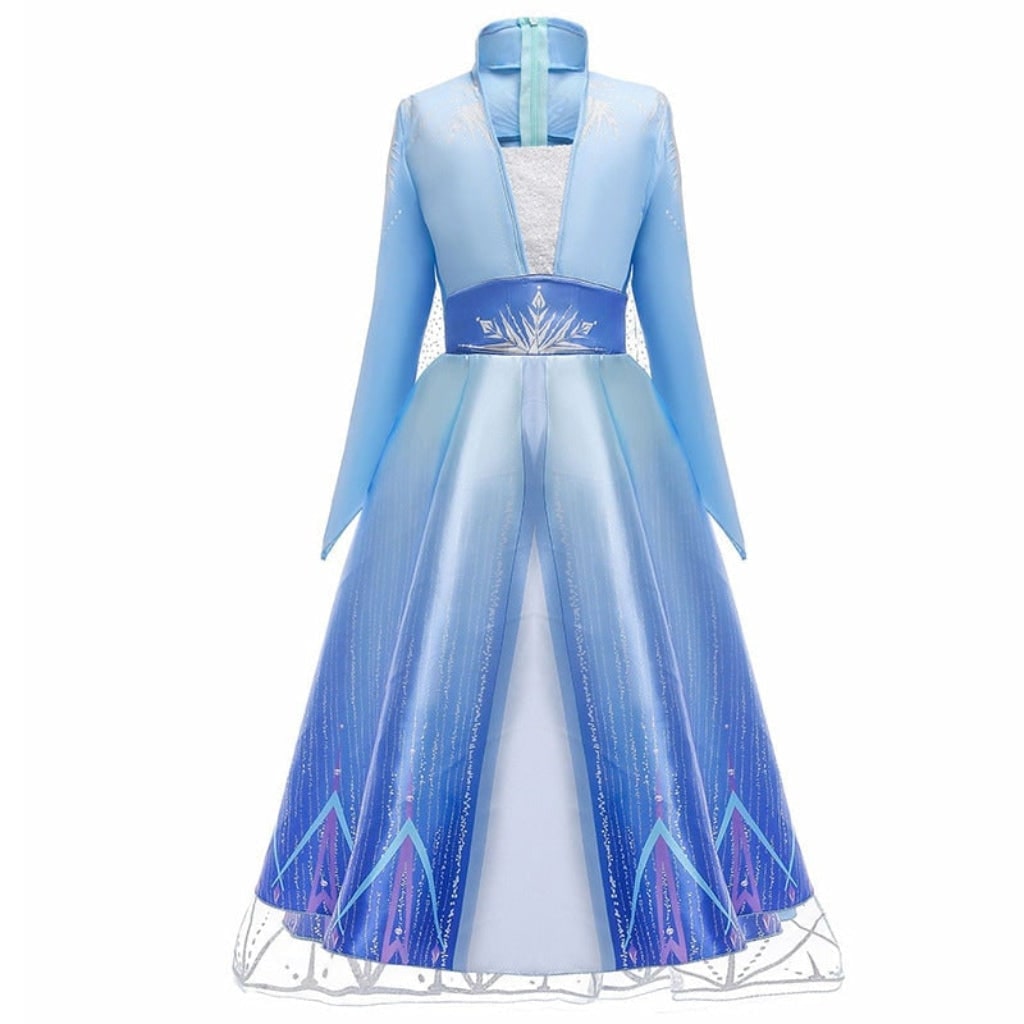Girls' Halloween Princess Costume Dress with Sheer Cape and Snowflake Wand - Image 7