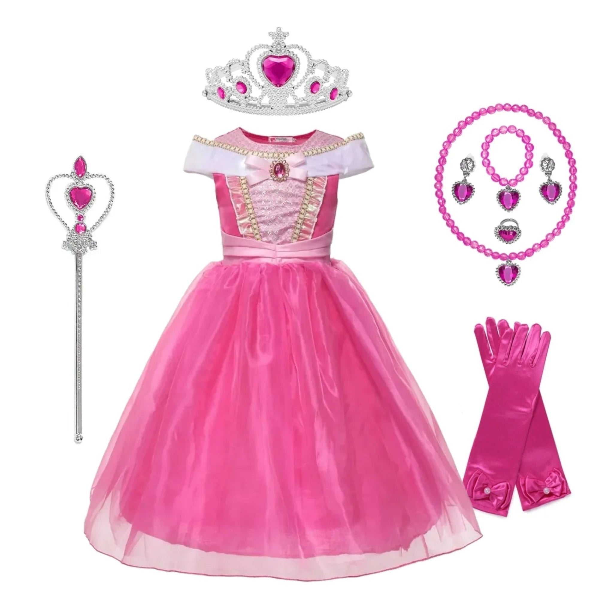 Girls' Halloween Princess Costume Dress with Tiara Gloves and Accessories for Up Party - Image 5