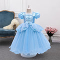 Girls' Halloween Princess Costume Dress with Tiara Wand and Puff Sleeves Ball Gown - Image 1