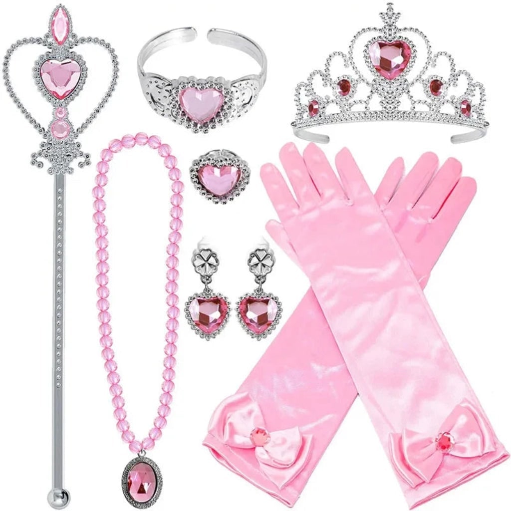 Girls' Halloween Princess Costume Dress with Tiara Wand and Puff Sleeves Ball Gown - Image 5