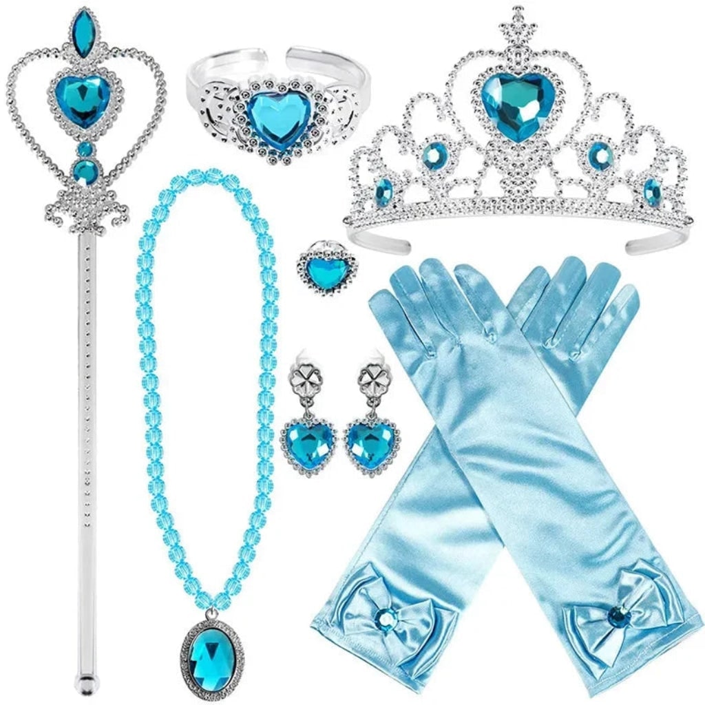 Girls' Halloween Princess Costume Dress with Tiara Wand and Puff Sleeves Ball Gown - Image 6