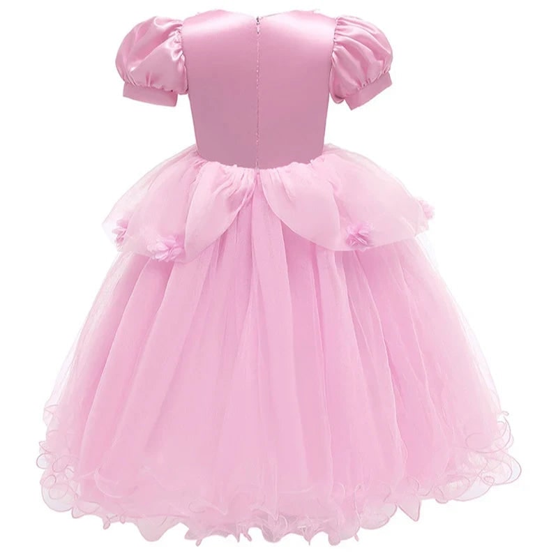 Girls' Halloween Princess Party Dress with Puff Sleeves and Tulle Skirt Fall Dresses - Image 3