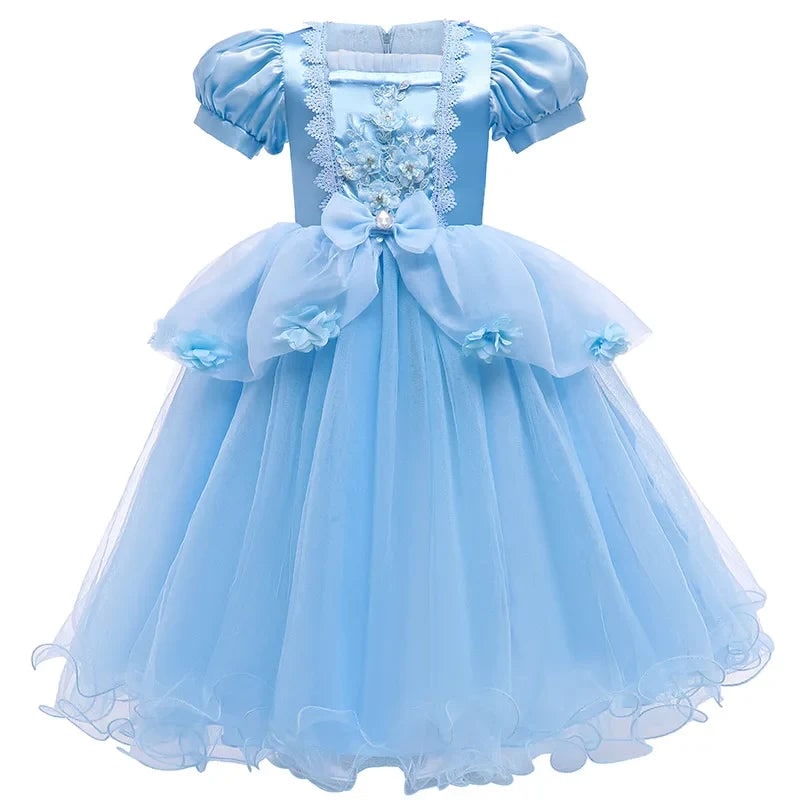 Girls' Halloween Princess Party Dress with Puff Sleeves and Tulle Skirt Fall Dresses - Image 5