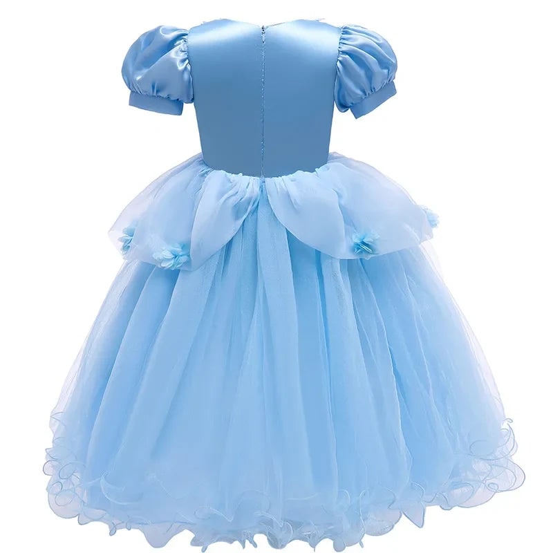 Girls' Halloween Princess Party Dress with Puff Sleeves and Tulle Skirt Fall Dresses - Image 6