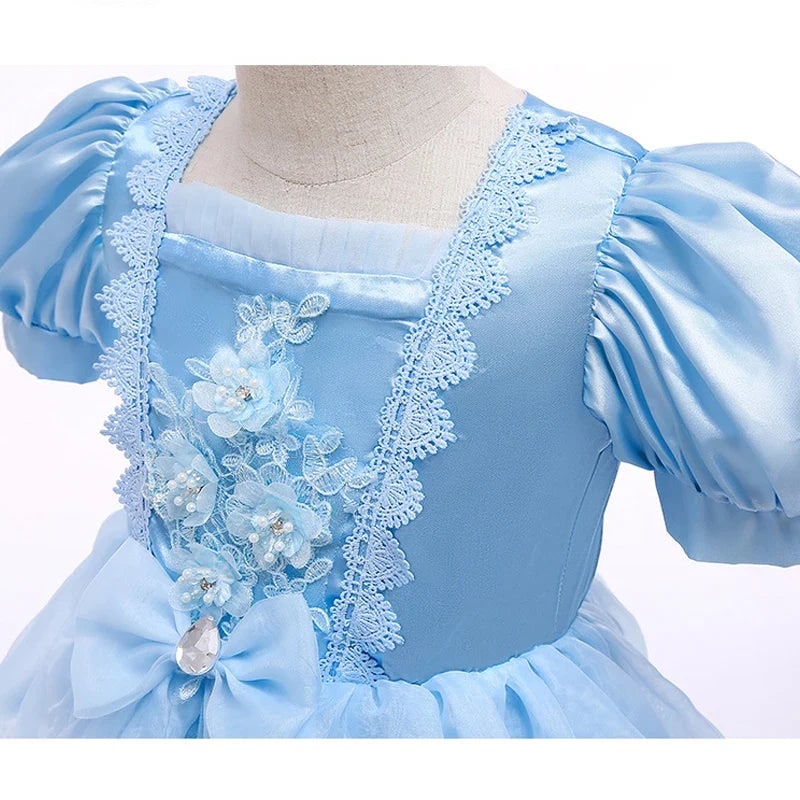 Girls' Halloween Princess Party Dress with Puff Sleeves and Tulle Skirt Fall Dresses - Image 7