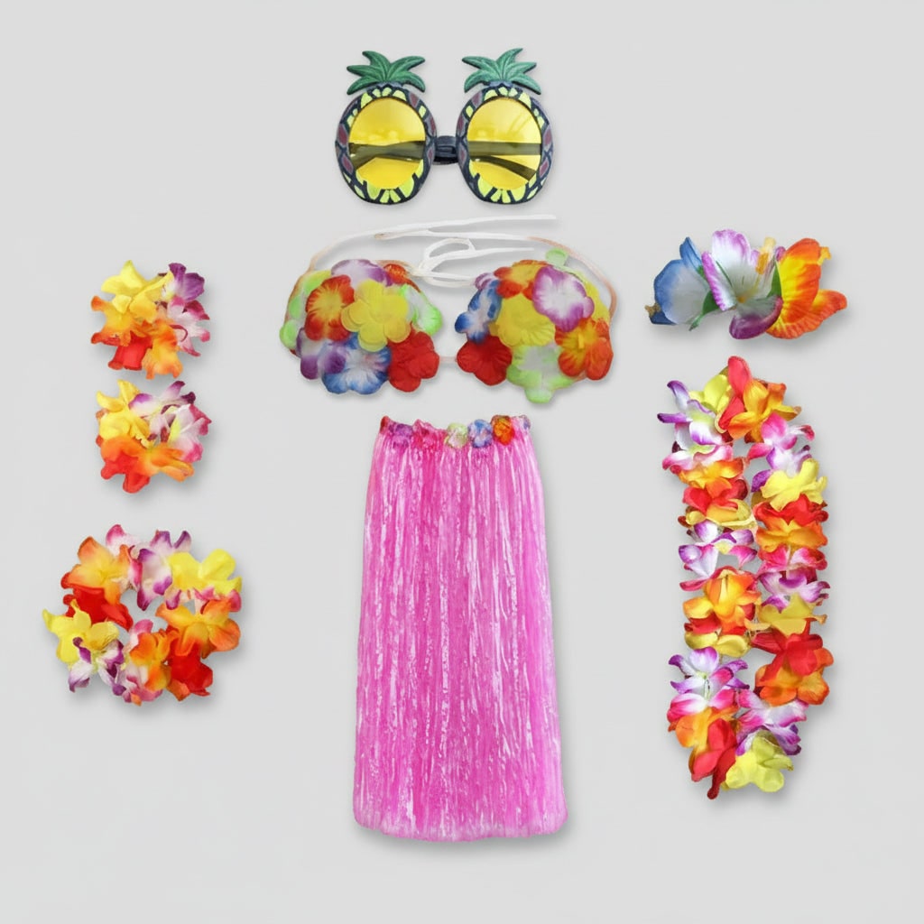 Girls' Halloween Two Piece Skirt and Top Matching Set Hula Costume with Accessories for Party - Image 12