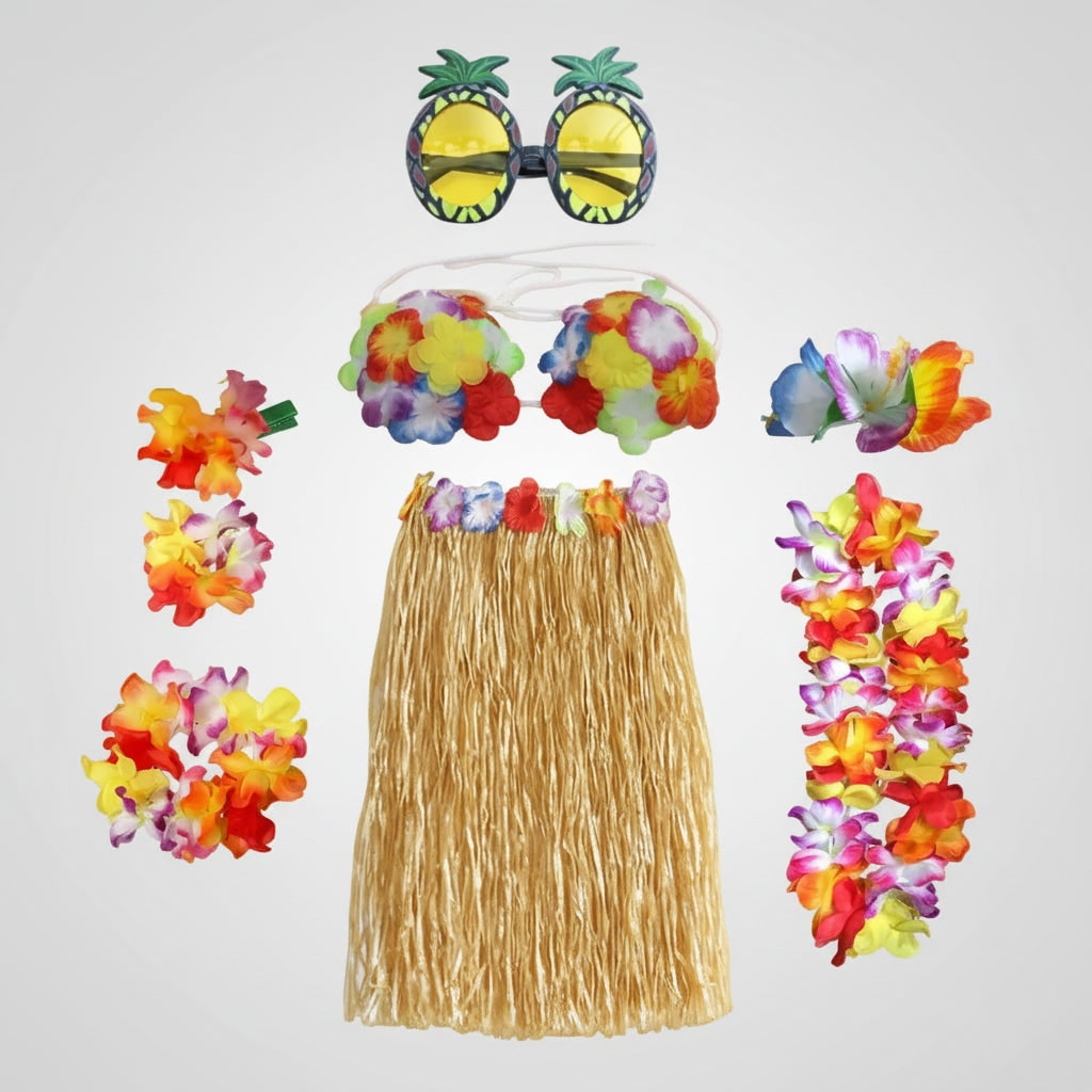 Girls' Halloween Two Piece Skirt and Top Matching Set Hula Costume with Accessories for Party - Image 13