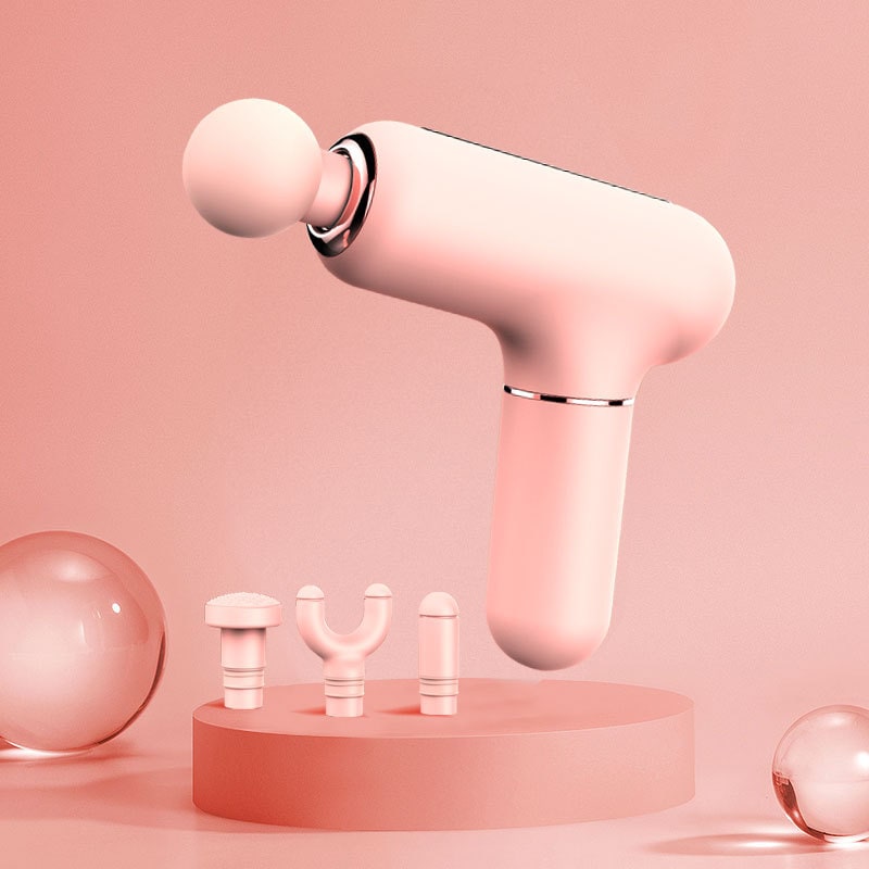Girls' Mini Handheld Percussion Massage Gun with 4 Interchangeable Heads for Deep Tissue and Portable - Image 3