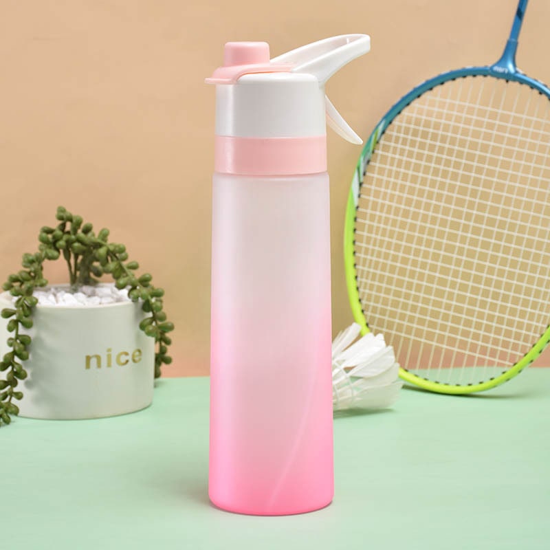 Girls' Misting Stainless Steel Water Bottle with Spray Trigger Flip-Top Spout for Sports Fitness - Image 1