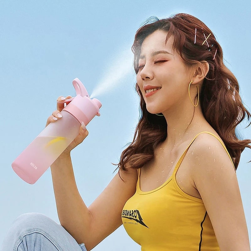 Girls' Misting Stainless Steel Water Bottle with Spray Trigger Flip-Top Spout for Sports Fitness - Image 21