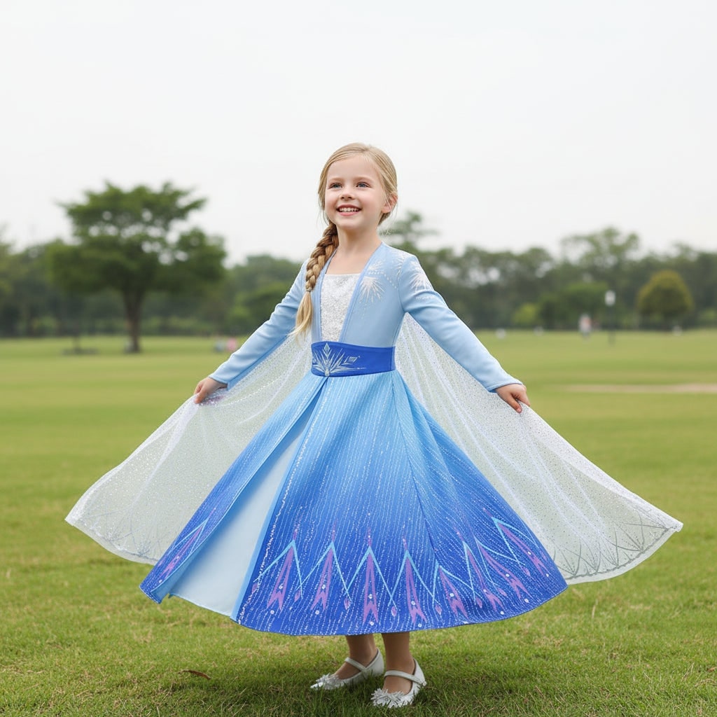 Girls' Princess Costume Dress with Cape and Accessories - Image 1