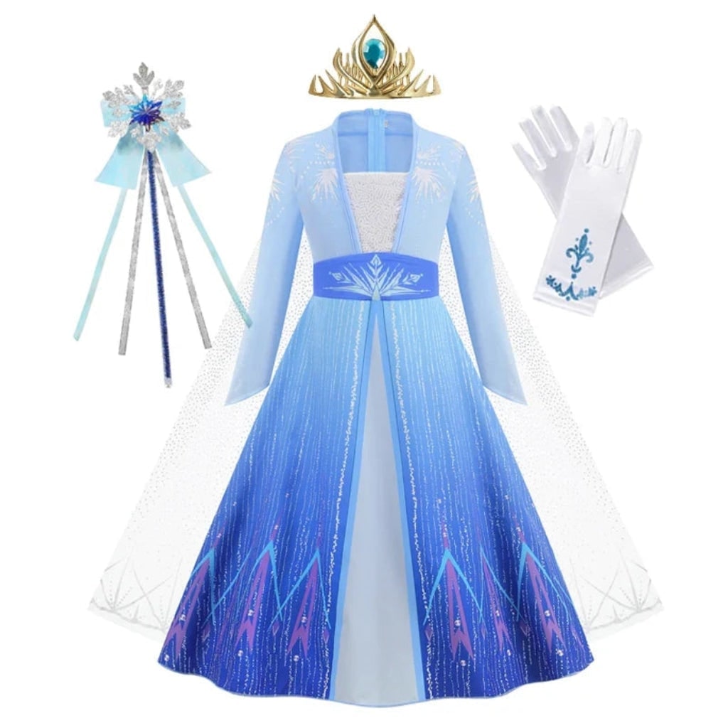 Girls' Princess Costume Dress with Cape and Accessories - Image 3