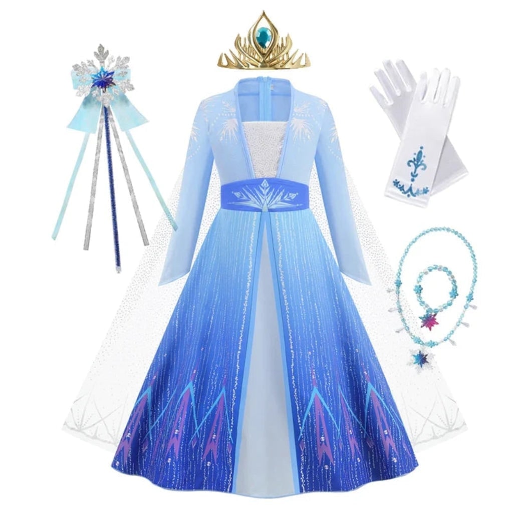 Girls' Princess Costume Dress with Cape and Accessories - Image 4