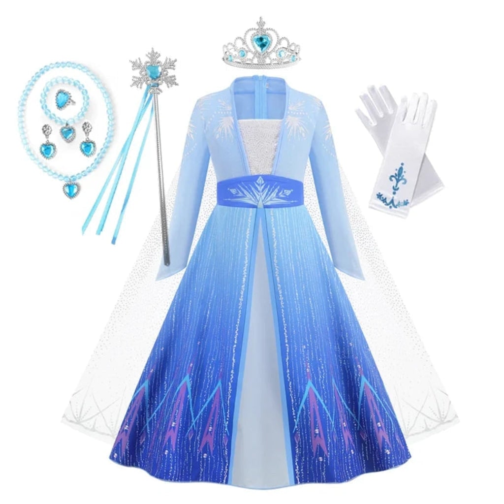 Girls' Princess Costume Dress with Cape and Accessories - Image 6