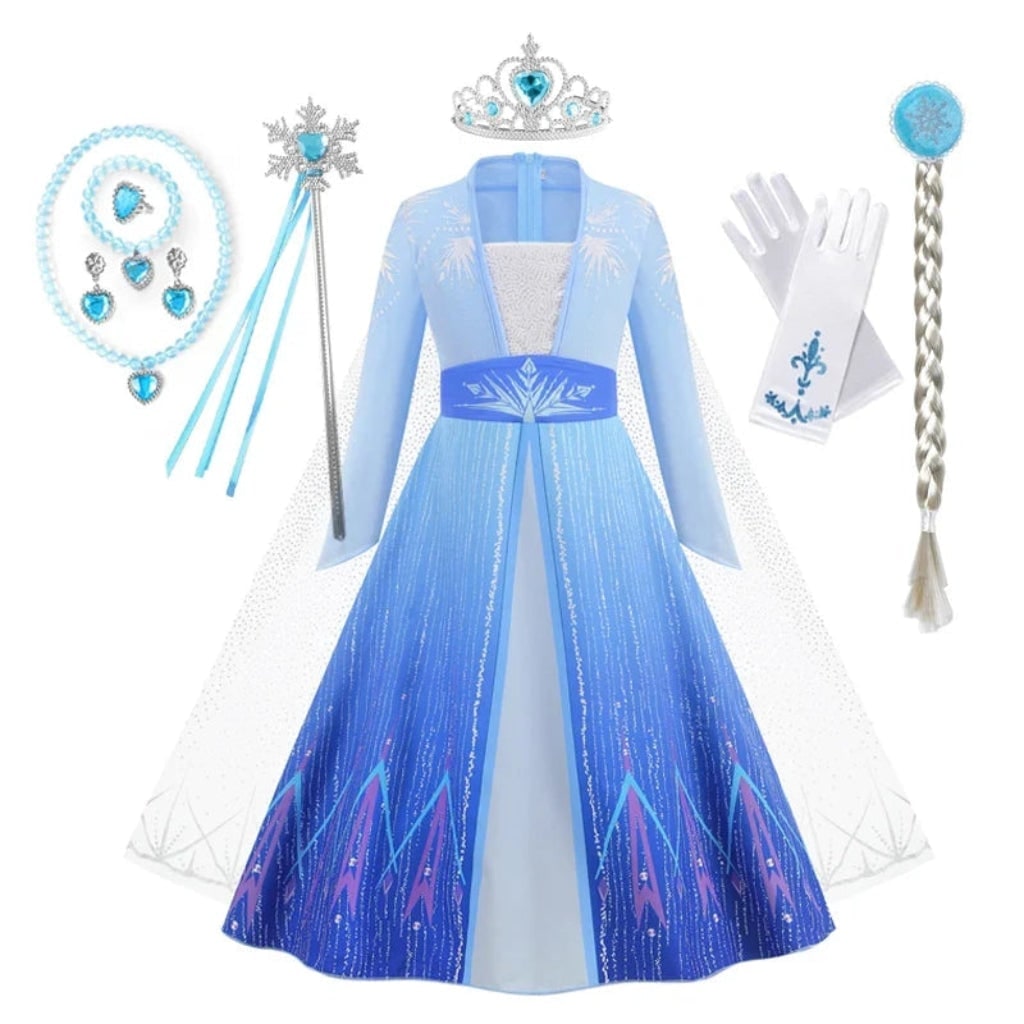 Girls' Princess Costume Dress with Cape and Accessories - Image 7