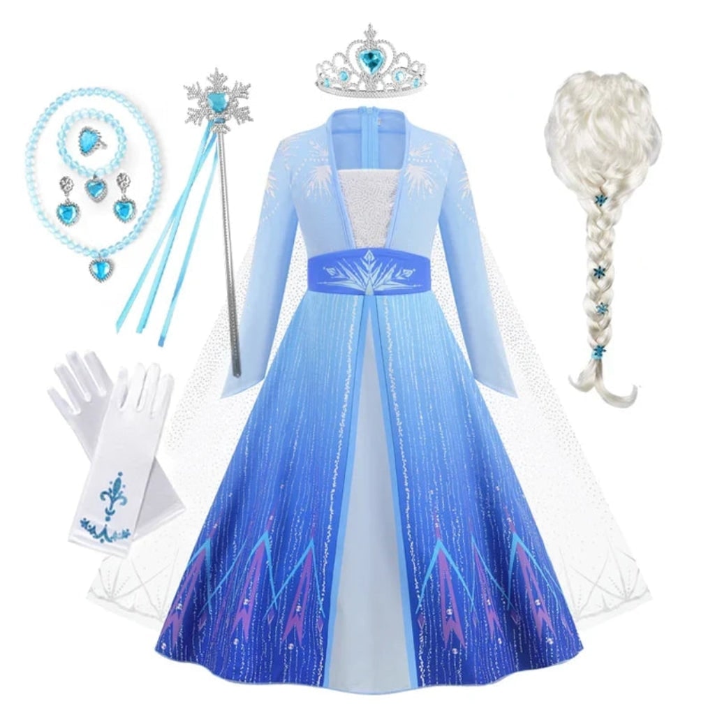Girls' Princess Costume Dress with Cape and Accessories - Image 8