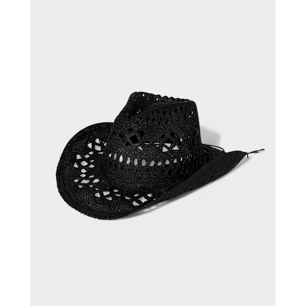 Girls' Straw Cowboy Hat with Open Weave Pattern and Wide Brim - Image 2