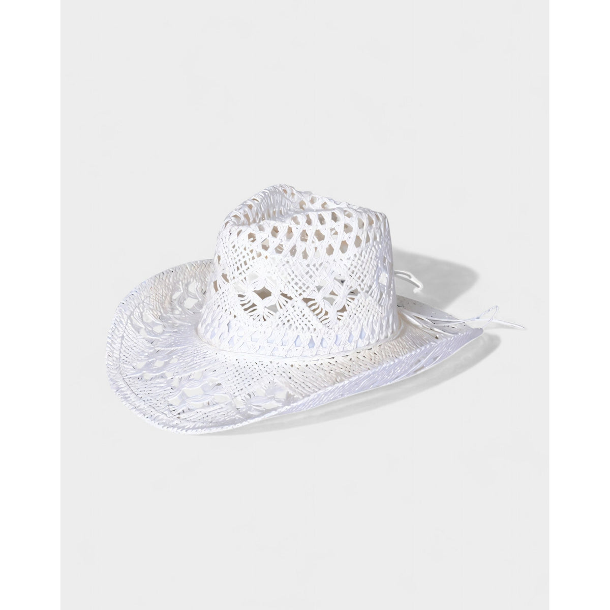 Girls' Straw Cowboy Hat with Open Weave Pattern and Wide Brim - Image 3