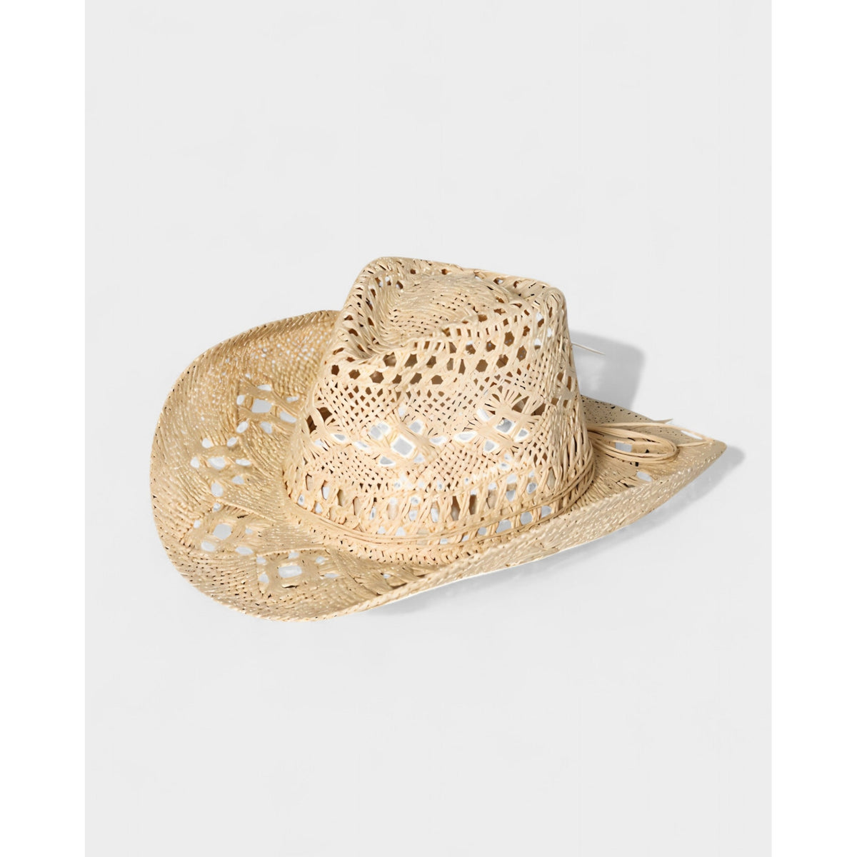 Girls' Straw Cowboy Hat with Open Weave Pattern and Wide Brim - Image 4
