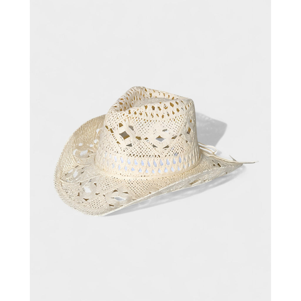 Girls' Straw Cowboy Hat with Open Weave Pattern and Wide Brim - Image 6
