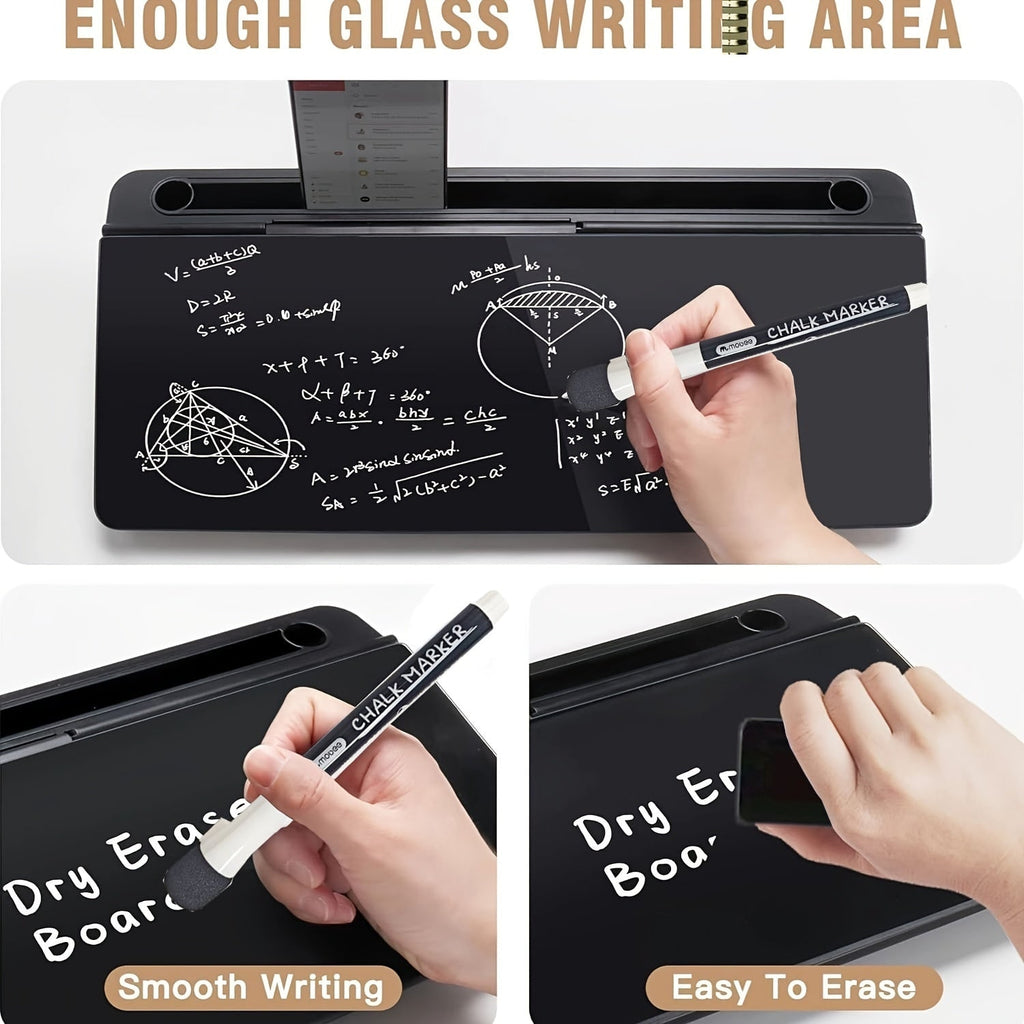 Glass Dry Erase Board with Magnetic Desktop Organizer and Built-In Storage - Image 3