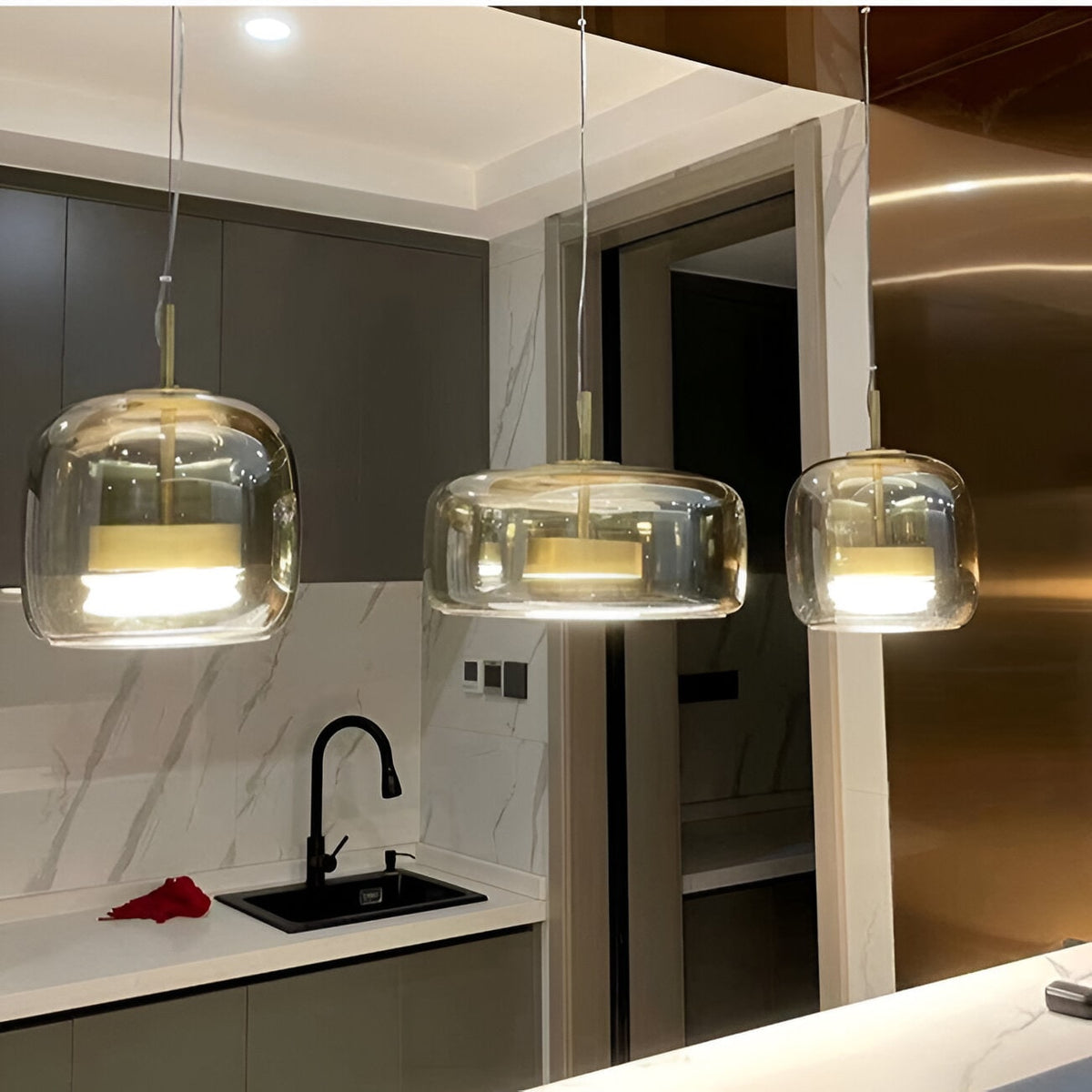 Glass Pendant Lights with LED and Adjustable Cord for Kitchen Island Living Room Ceiling - Image 16