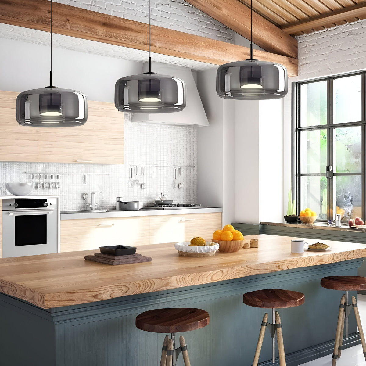 Glass Pendant Lights with LED and Adjustable Cord for Kitchen Island Living Room Ceiling - Image 6