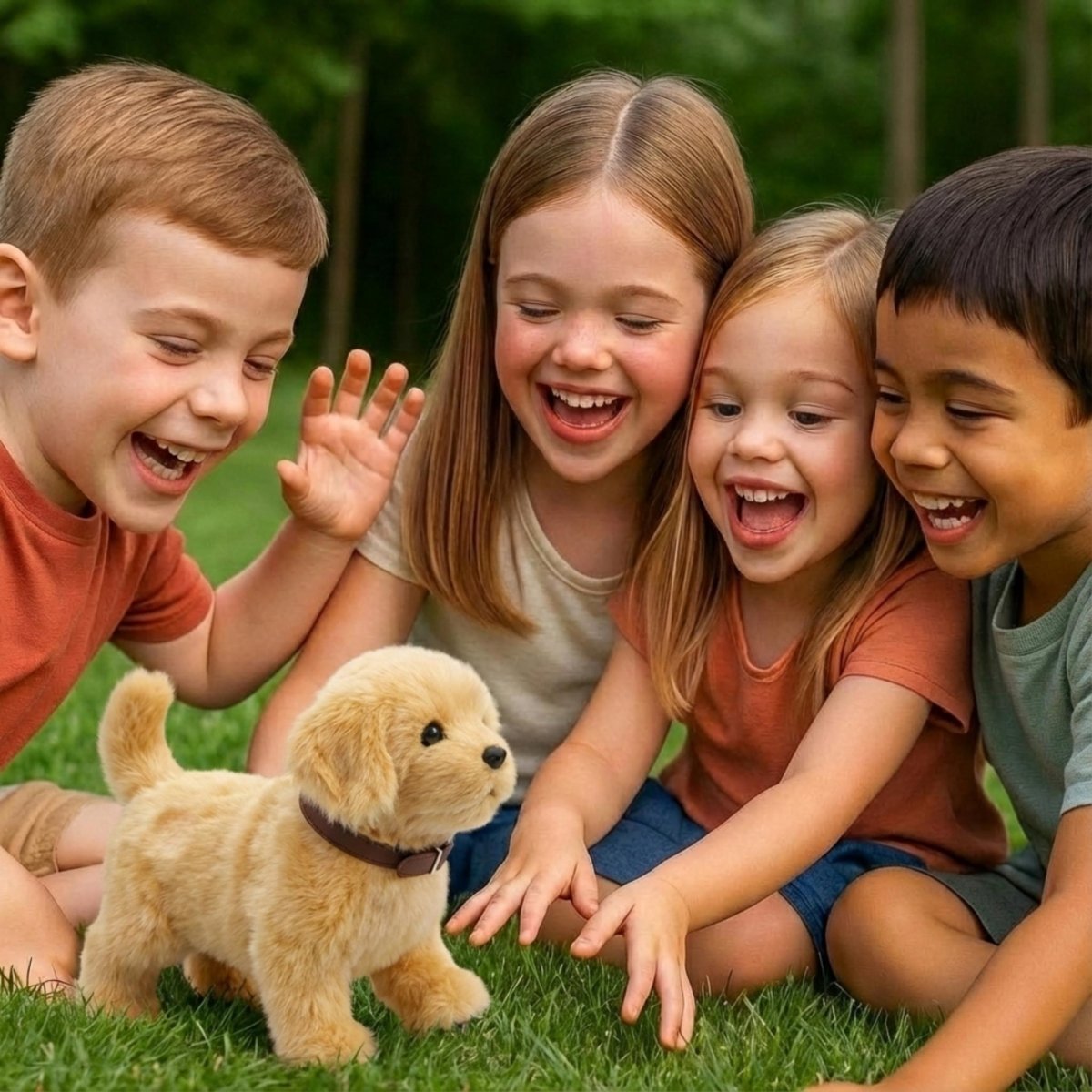 Realistic Interactive Plush Golden Retriever Puppy – Perfect Gift for Kids Ages 3 and Up