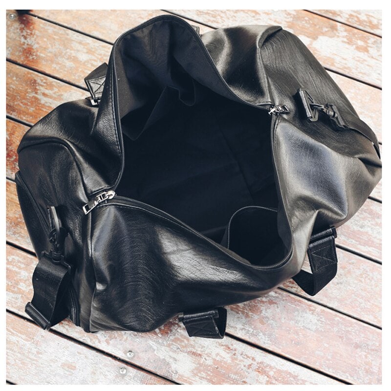 Gym Travel Carry on Duffel Bag with Shoulder Strap Faux Leather Water Resistant - Image 1