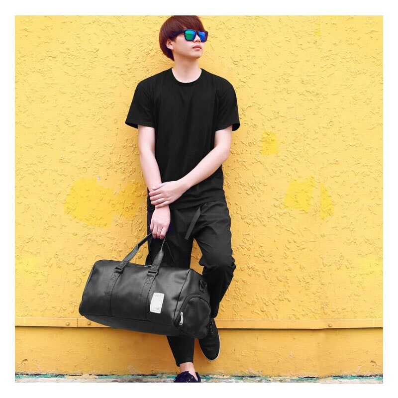 Gym Travel Carry on Duffel Bag with Shoulder Strap Faux Leather Water Resistant - Image 4