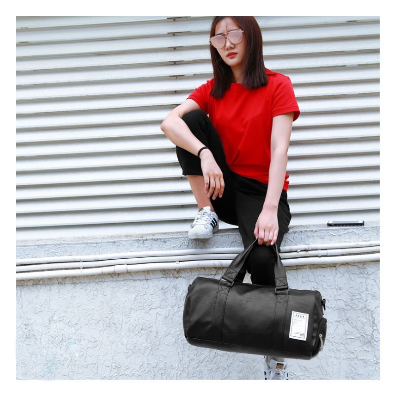 Gym Travel Carry on Duffel Bag with Shoulder Strap Faux Leather Water Resistant - Image 5