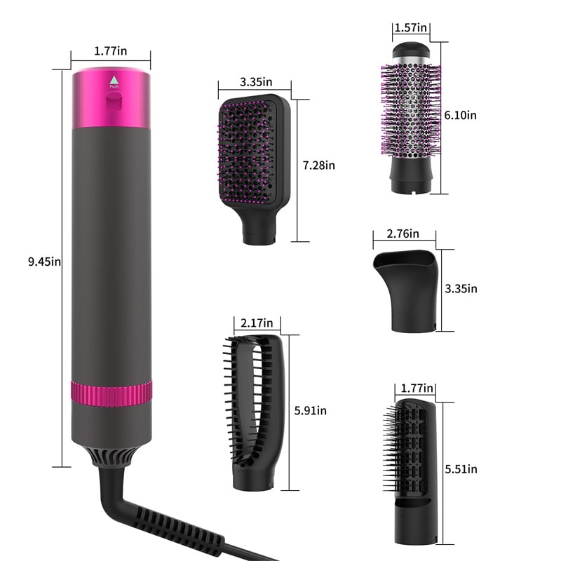 Hair Dryer and Diffuser Blow Brush with 5 Interchangeable Attachments and Comb for Styling - Image 1