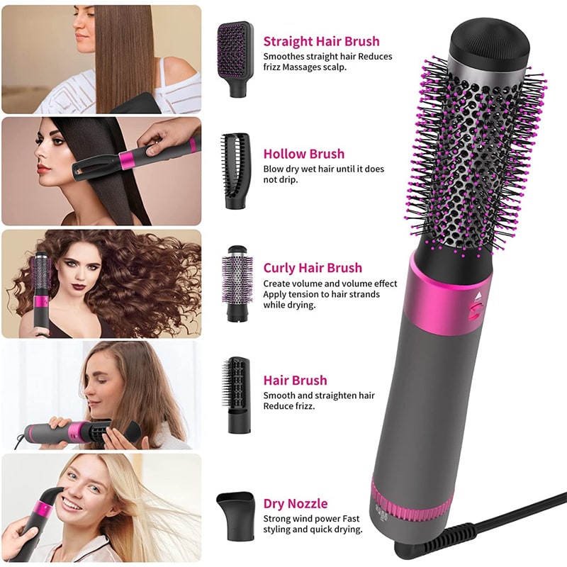Hair Dryer and Diffuser Blow Brush with 5 Interchangeable Attachments and Comb for Styling - Image 6