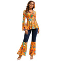 Halloween 1970s Hippie Costume with Bell Bottoms and Psychedelic Print 70s Theme - Image 1