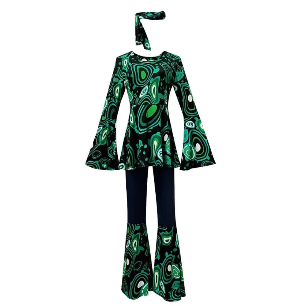 Halloween 1970s Hippie Costume with Bell Bottoms and Psychedelic Print 70s Theme - Image 5