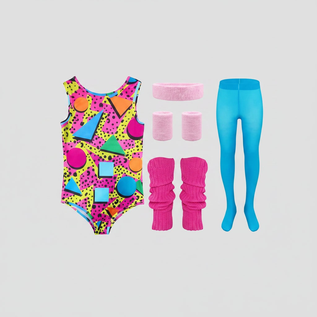 Halloween 80s Workout Costume Party Outfit with Leotard Leg Warmers and Headband Clothes - Image 1