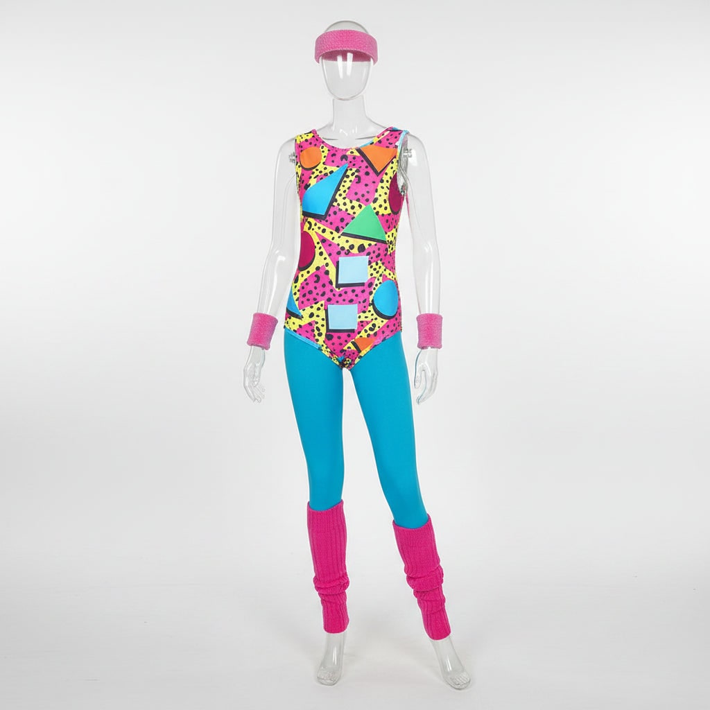 Halloween 80s Workout Costume Party Outfit with Leotard Leg Warmers and Headband Clothes - Image 12