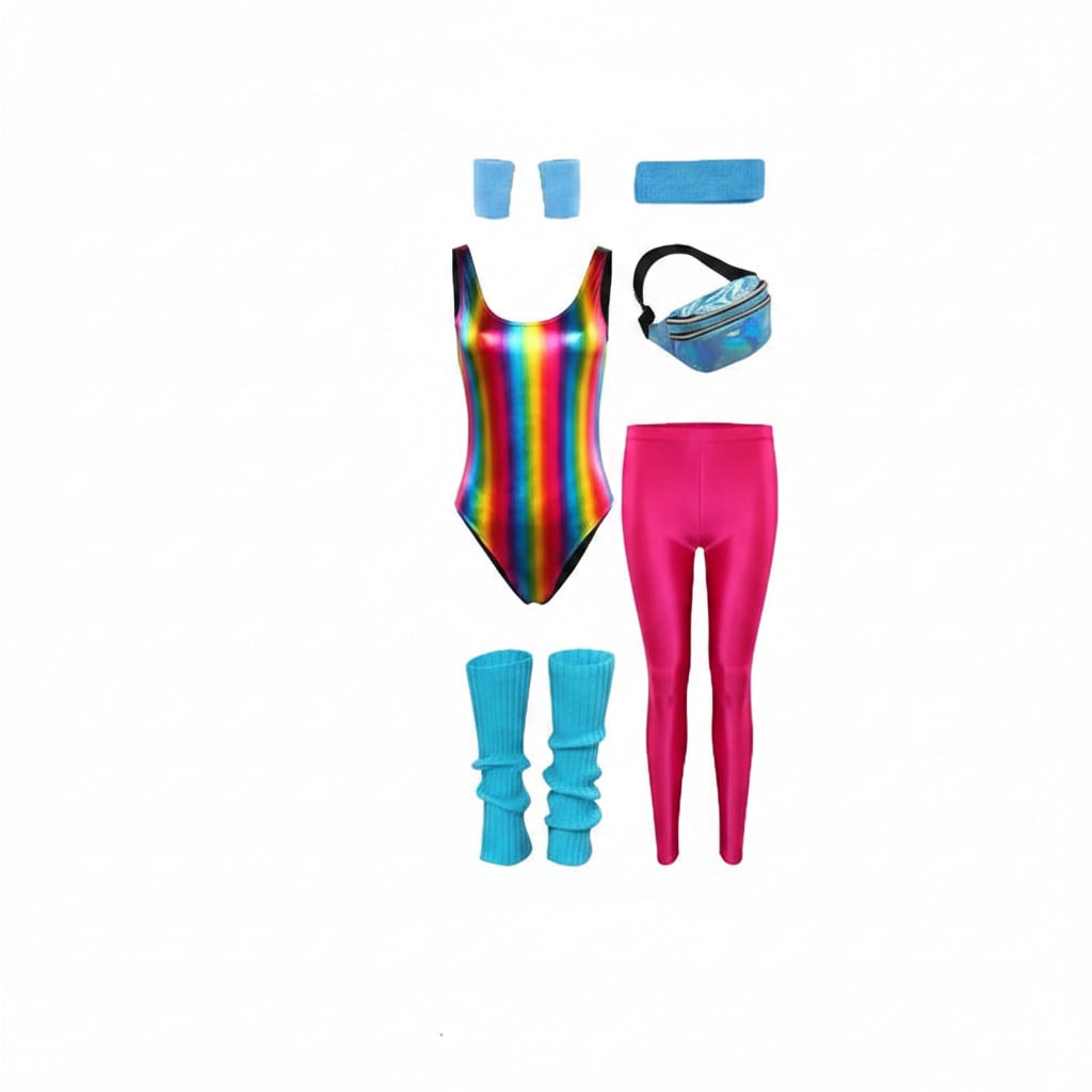 Halloween 80s Workout Costume Party Outfit with Leotard Leg Warmers and Headband Clothes - Image 7