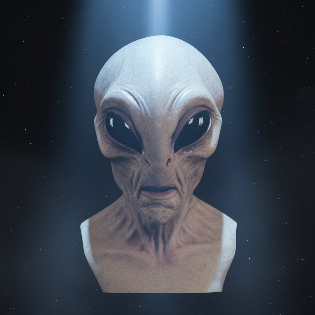 Halloween Alien Full Head Mask with Creepy Realistic Wrinkled Latex Design for Costume Party - Image 1