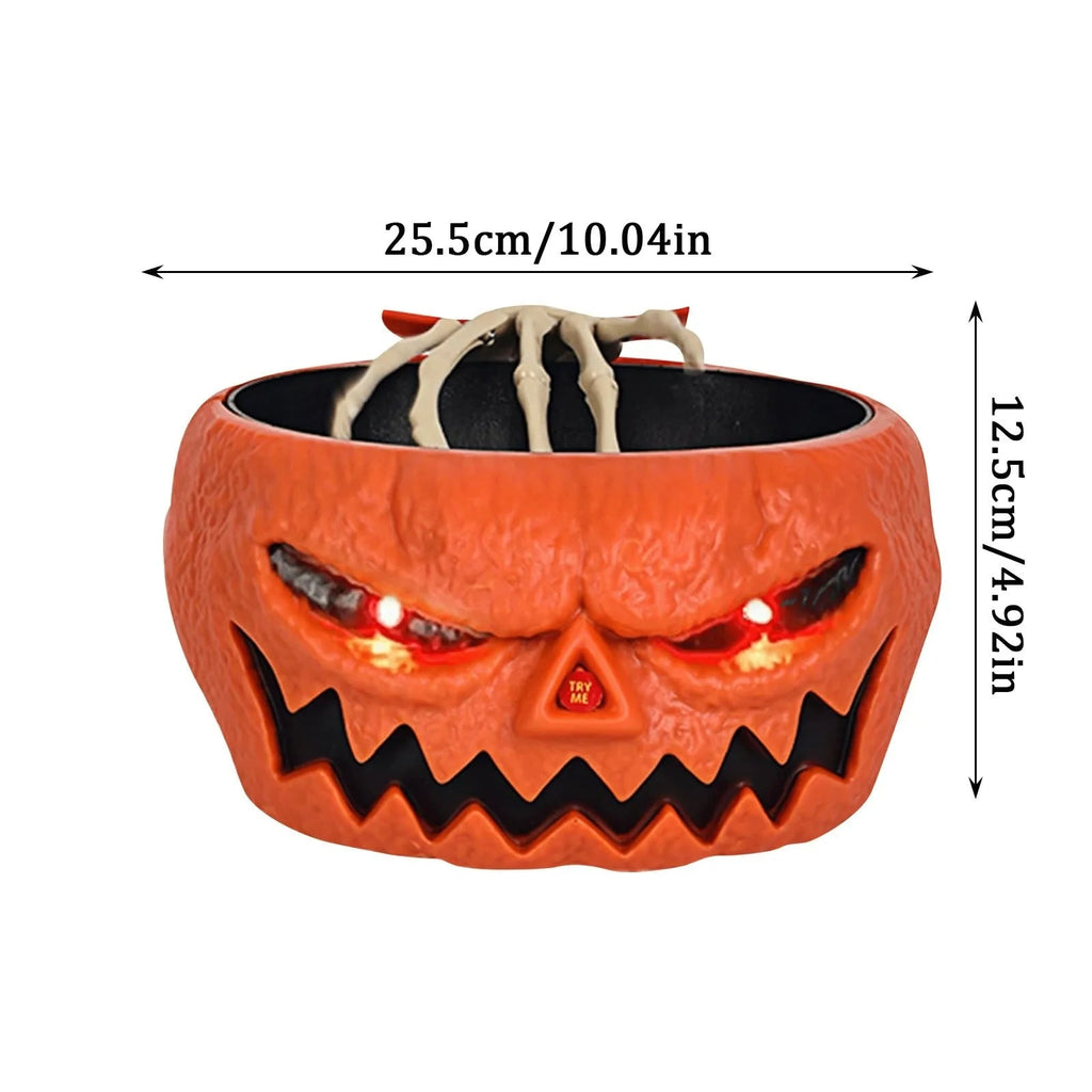 Halloween Animated Candy Bowl with Motion Activated Skeleton Hand and LED Eyes - Image 5