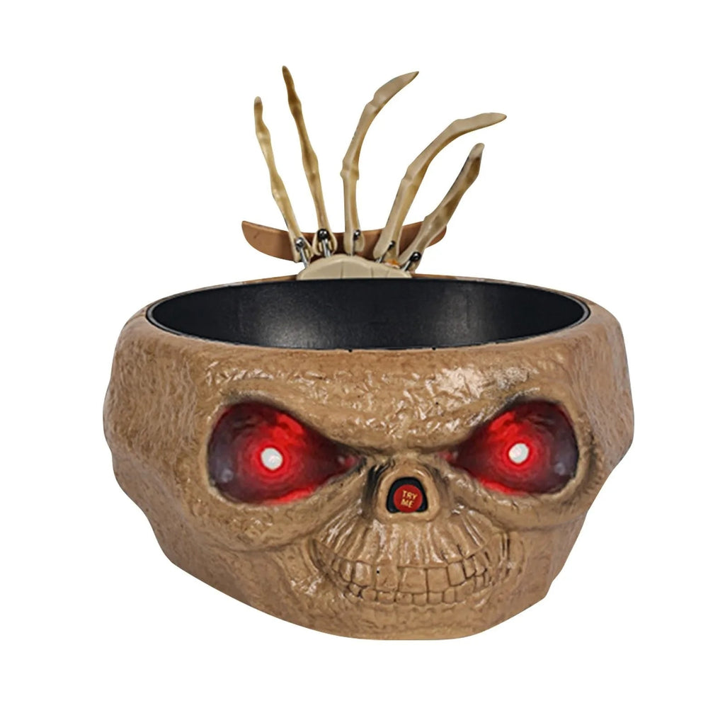 Halloween Animated Candy Bowl with Motion Activated Skeleton Hand and LED Eyes - Image 6