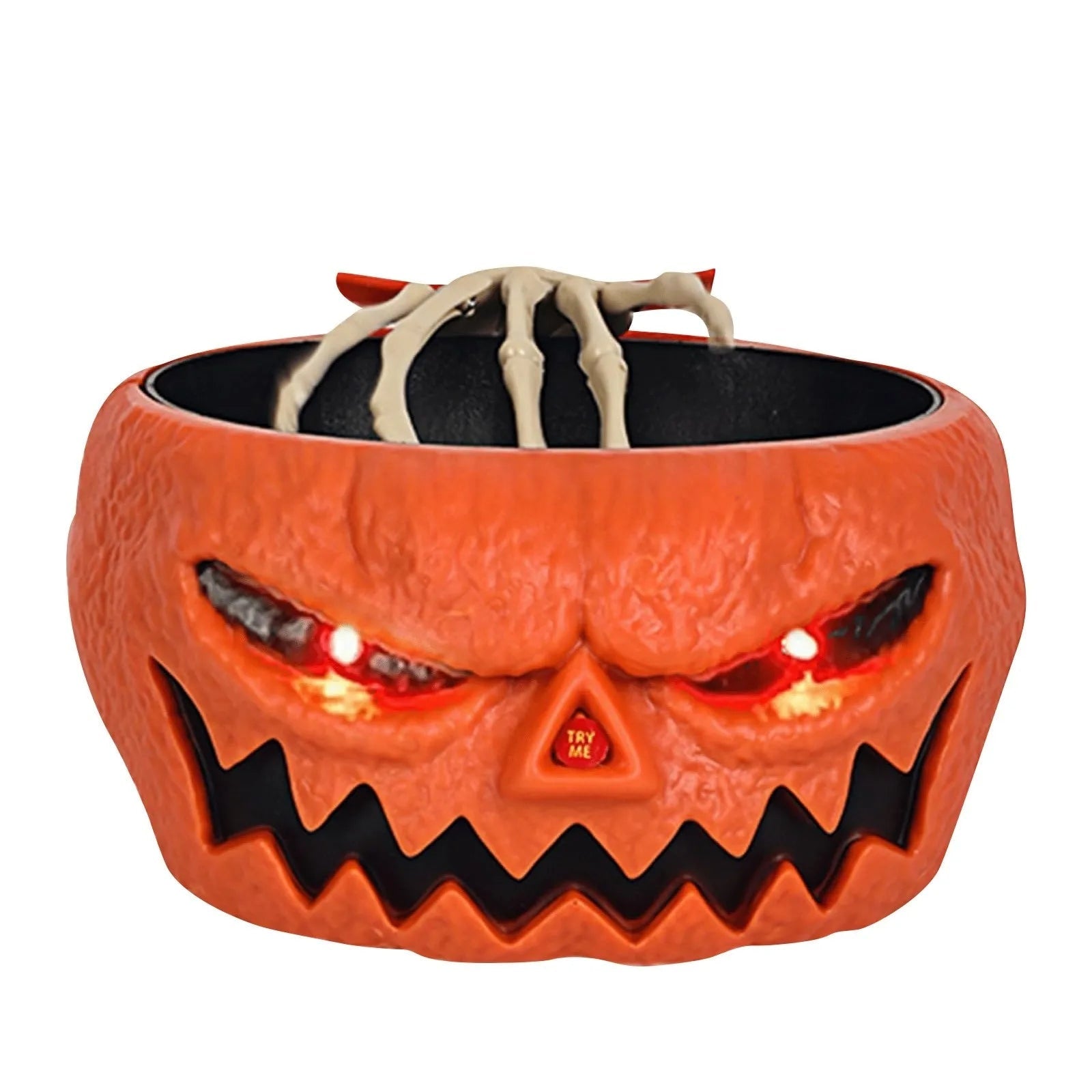 Halloween Animated Candy Bowl with Motion Activated Skeleton Hand and LED Eyes - Image 8