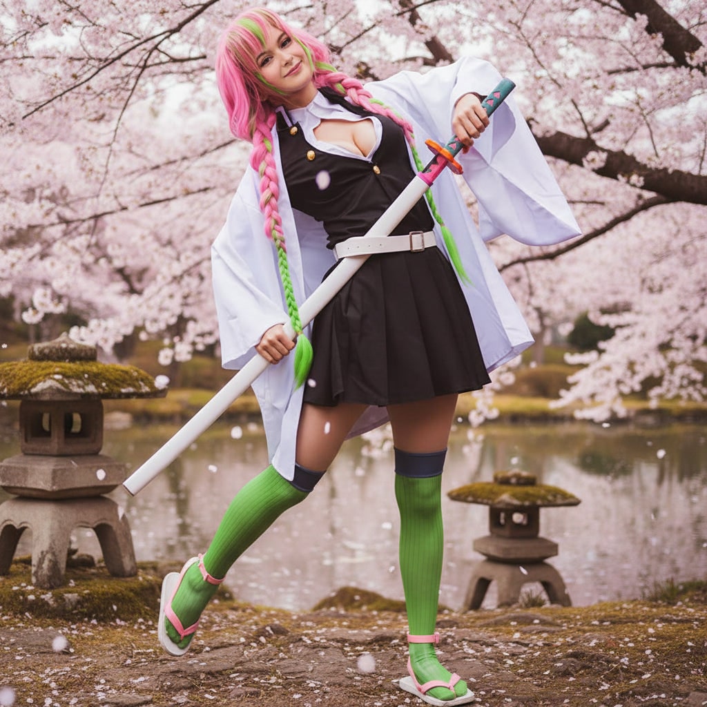 Halloween Anime Cosplay Costume for Female Characters with Haori Robe and Uniform Set - Image 2