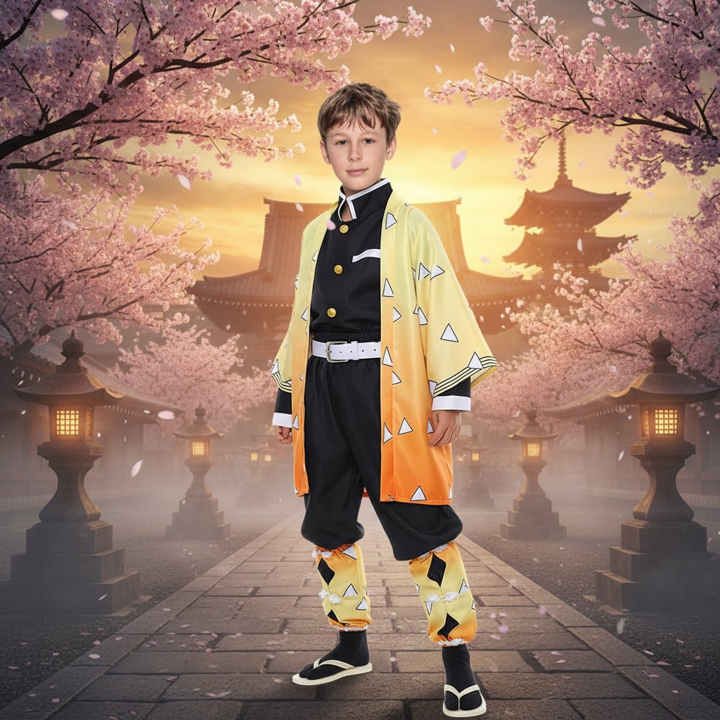 Halloween Anime Cosplay Costume Set with Layered Bob and Light-Up Fox - Image 1