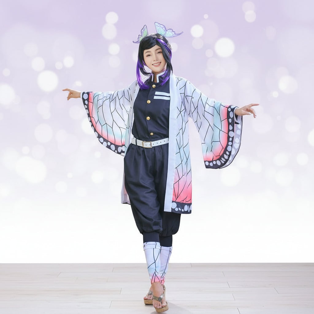 Halloween Anime Cosplay Costume with Butterfly Kimono Jacket and Accessories Set - Image 1
