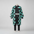 Halloween Anime Cosplay Costume with Checkered Haori Jacket and Fox - Image 2